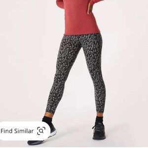 Sweaty Betty 7/8 workout tights black tonal leopard xxs new